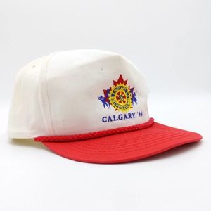 Calgary '96 Rotary International Snapback Trucker Hat Vintage 90s Cap White Red